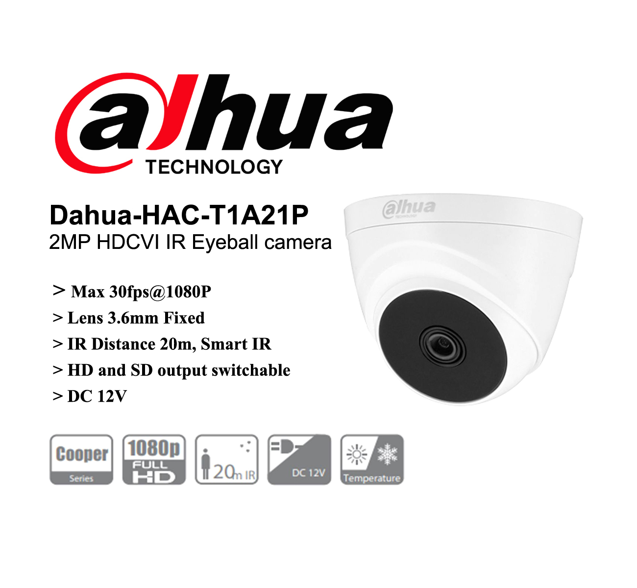 Dahua DH HAC T1A21P Dome Camera
