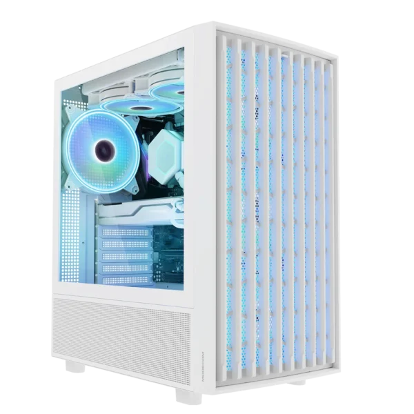 PC POWER White Breeze Mesh M-ATX Gaming Casing With 3x ARGB Fan